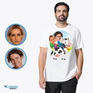 Custom Cow Portrait T-Shirt – Personalized Animal Tee for Couples Adult shirts www.customywear.com