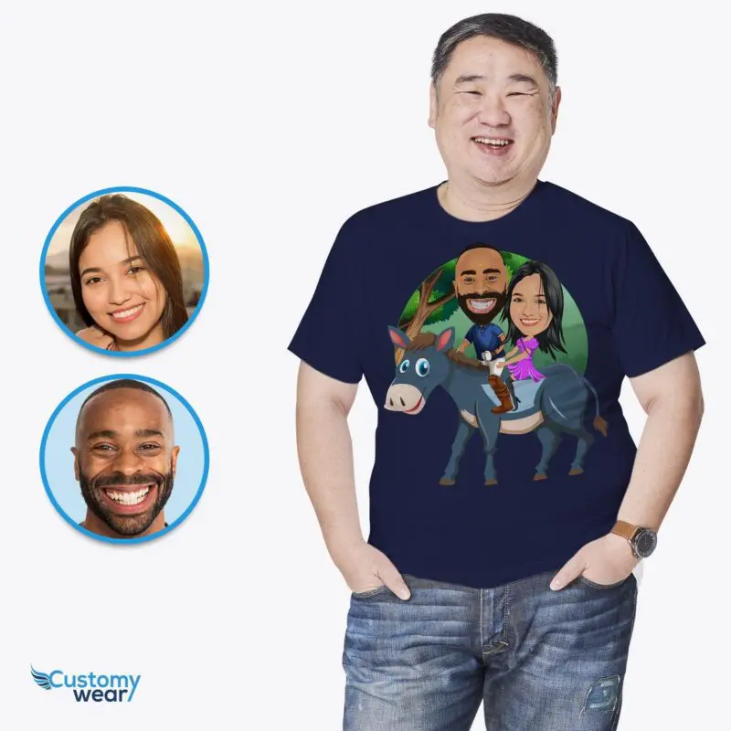 Custom Donkey Couple Shirt – Transform Your Photos into Hilarious Personalized Tee Adult shirts www.customywear.com