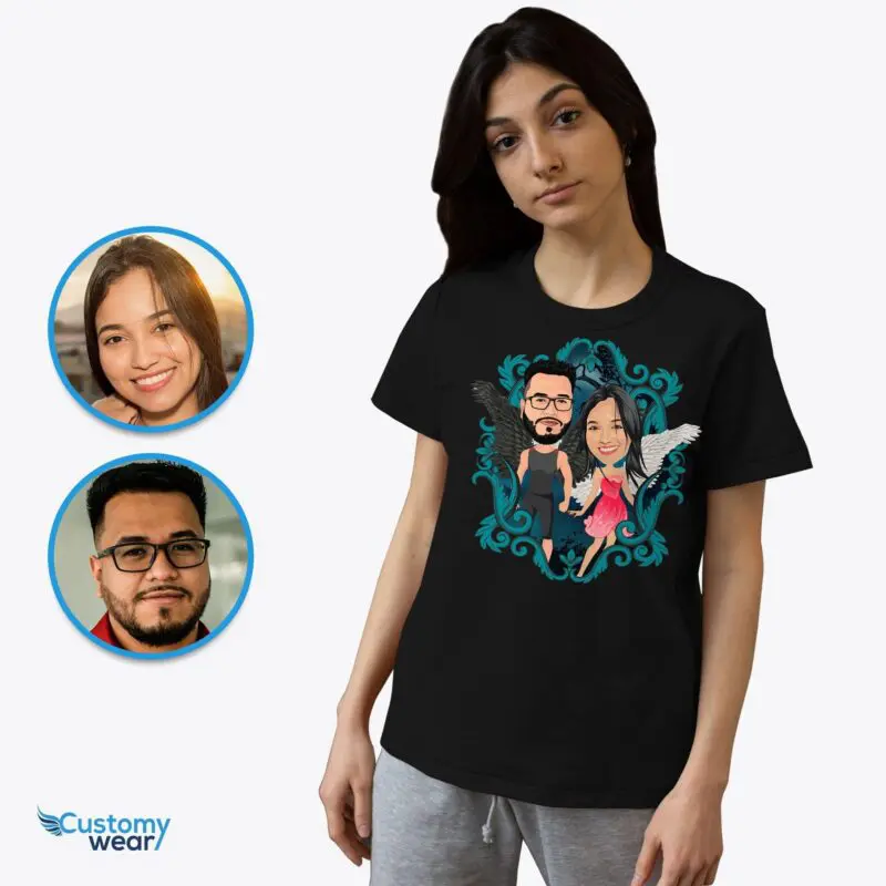 T-shirt personalizzate con coppia di ali d'angelo - Regalo commemorativo  personalizzato per le fate - Abbigliamento personalizzato