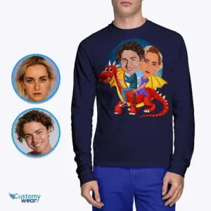 Transform Your Photo into a Custom Dragon Ride Couple T-Shirt Adult shirts www.customywear.com