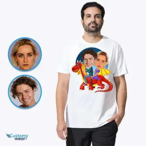 Transform Your Photo into a Custom Dragon Ride Couple T-Shirt Adult shirts www.customywear.com