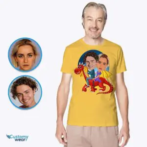 Transform Your Photo into a Custom Dragon Ride Couple T-Shirt Adult shirts www.customywear.com