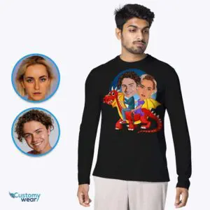 Transform Your Photo into a Custom Dragon Ride Couple T-Shirt Adult shirts www.customywear.com