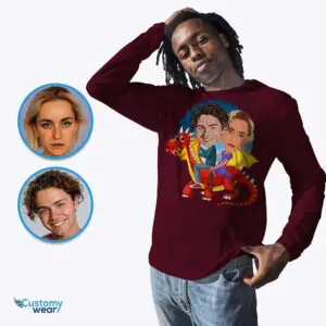 Transform Your Photo into a Custom Dragon Ride Couple T-Shirt Adult shirts www.customywear.com