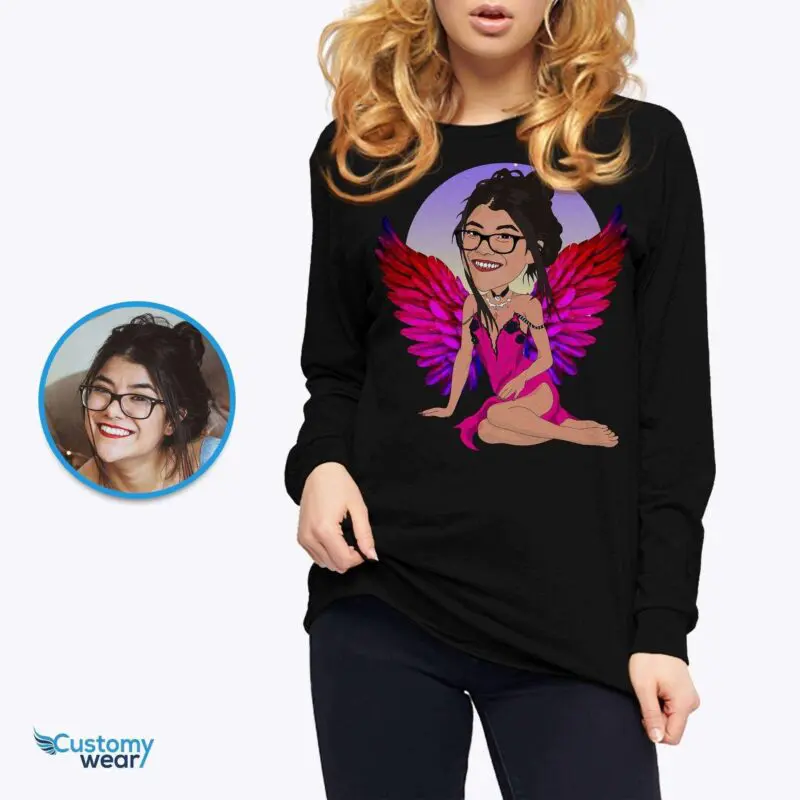 Personalized Angelic Portrait T-Shirt – Transform Your Photo into a Custom Masterpiece Adult shirts www.customywear.com