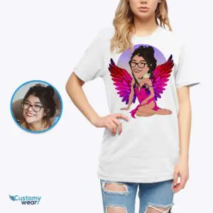 Personalized Angelic Portrait T-Shirt – Transform Your Photo into a Custom Masterpiece Adult shirts www.customywear.com