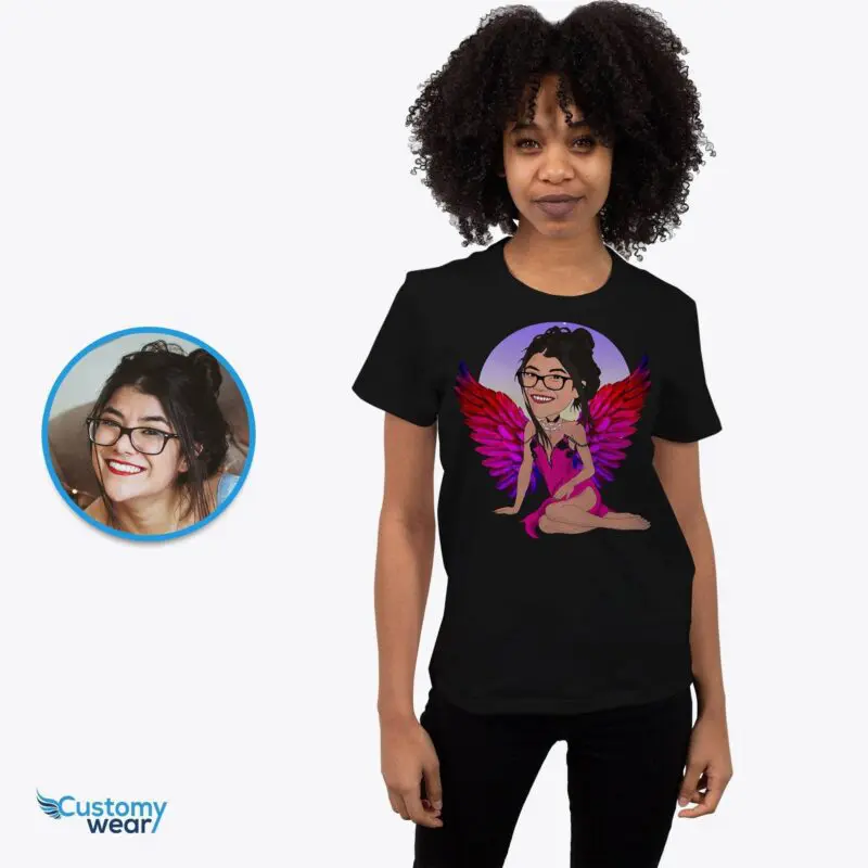 Personalized Angelic Portrait T-Shirt – Transform Your Photo into a Custom Masterpiece Adult shirts www.customywear.com