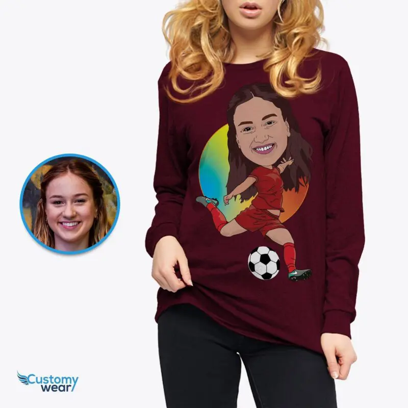 Custom Soccer Player Portrait T-Shirt – Transform Your Photo into Personalized Football Tee Adult shirts www.customywear.com