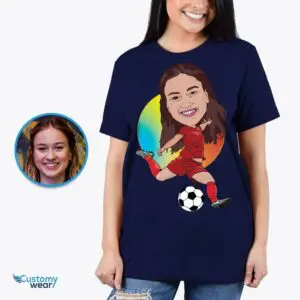 Custom Soccer Player Portrait T-Shirt – Transform Your Photo into Personalized Football Tee Adult shirts www.customywear.com