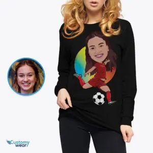 Custom Soccer Player Portrait T-Shirt – Transform Your Photo into Personalized Football Tee Adult shirts www.customywear.com