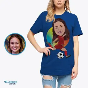 Custom Soccer Player Portrait T-Shirt – Transform Your Photo into Personalized Football Tee Adult shirts www.customywear.com