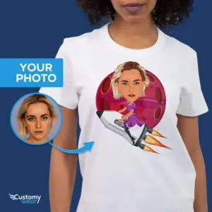 Personalized Spaceship Adventure T-Shirt – Transform Your Photo into Custom Rocket Tee Adult shirts www.customywear.com