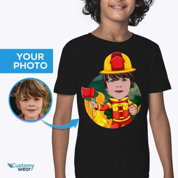 Custom Firefighter Youth Tee – Personalized Big Brother Fireman Shirt Boys www.customywear.com