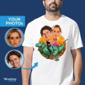 Custom Dinosaur Ride Couples Shirts – Personalized Dino Adventure Tee Adult shirts www.customywear.com