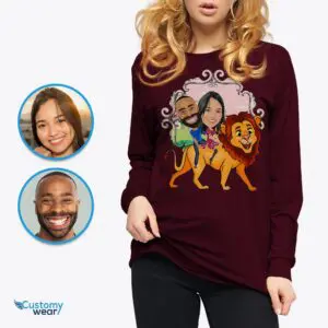 Personalized Lion Couples Adventure Shirts: Transform Photos into Custom Animal Tees Adult shirts www.customywear.com