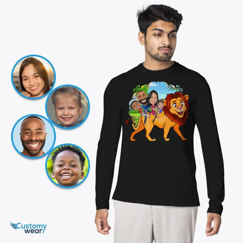 Personalized Lion Family Shirts: Transform Photos into Fun Family Adventure Tees Adult shirts www.customywear.com