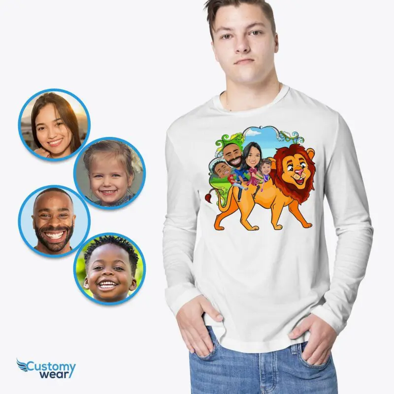 Personalized Lion Family Shirts: Transform Photos into Fun Family Adventure Tees Adult shirts www.customywear.com