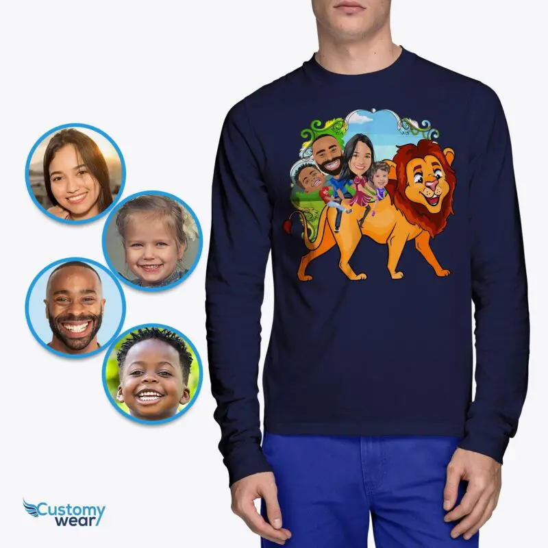 Personalized Lion Family Shirts: Transform Photos into Fun Family Adventure Tees Adult shirts www.customywear.com