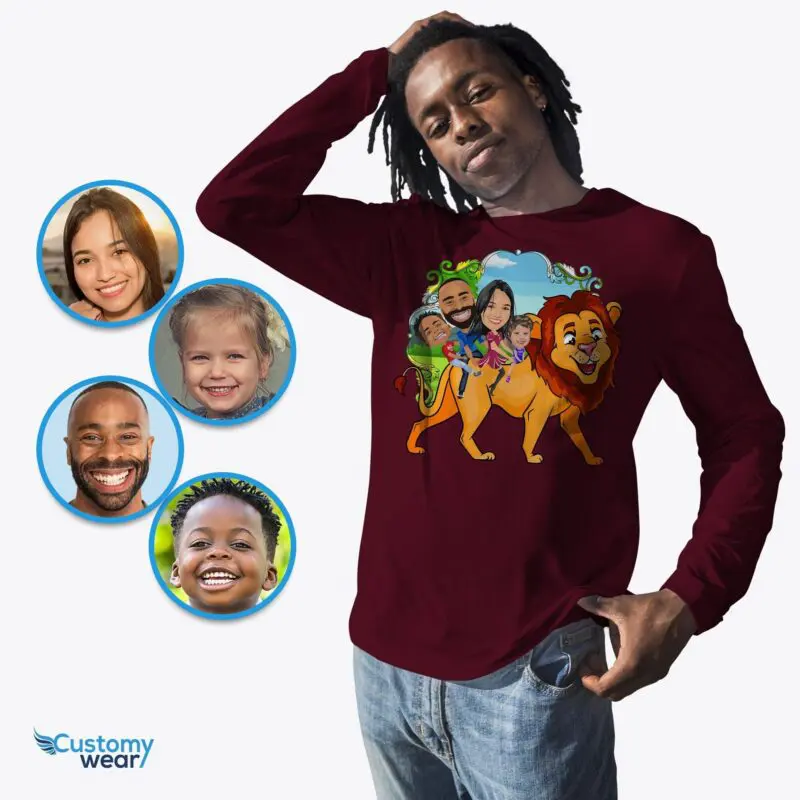 Personalized Lion Family Shirts: Transform Photos into Fun Family Adventure Tees Adult shirts www.customywear.com