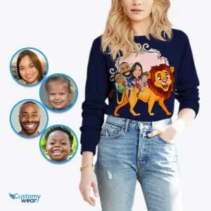 Custom Lion Family Shirts: Transform Photos into Fun Family Adventure Tees Adult shirts www.customywear.com