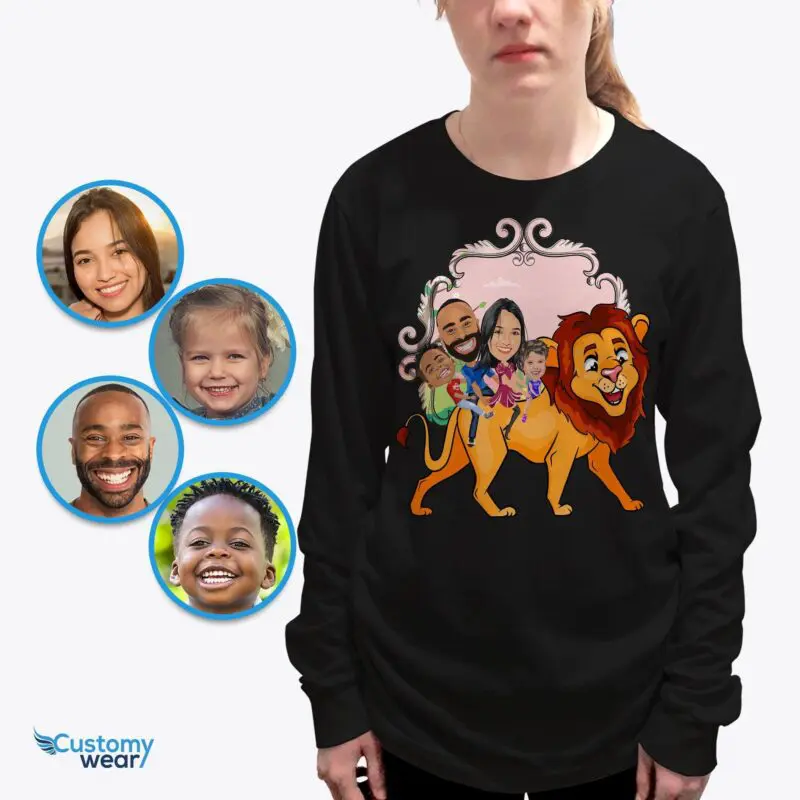 Custom Lion Family Shirts: Transform Photos into Fun Family Adventure Tees Adult shirts www.customywear.com