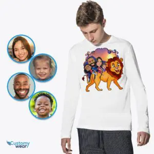 Custom Lion Family Shirts for Youth: Transform Photos into Fun Adventure Tees Axtra - ALL vector shirts - male www.customywear.com