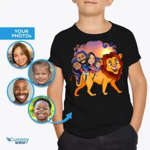 Custom Lion Family Shirts for Youth: Transform Photos into Fun Adventure Tees Axtra - ALL vector shirts - male www.customywear.com