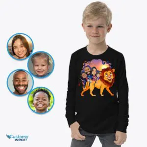 Custom Lion Family Shirts for Youth: Transform Photos into Fun Adventure Tees Axtra - ALL vector shirts - male www.customywear.com