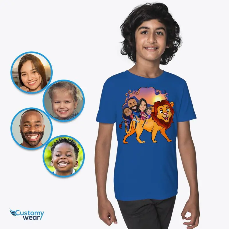 Custom Lion Family Shirts for Youth: Transform Photos into Fun Adventure Tees Axtra - ALL vector shirts - male www.customywear.com