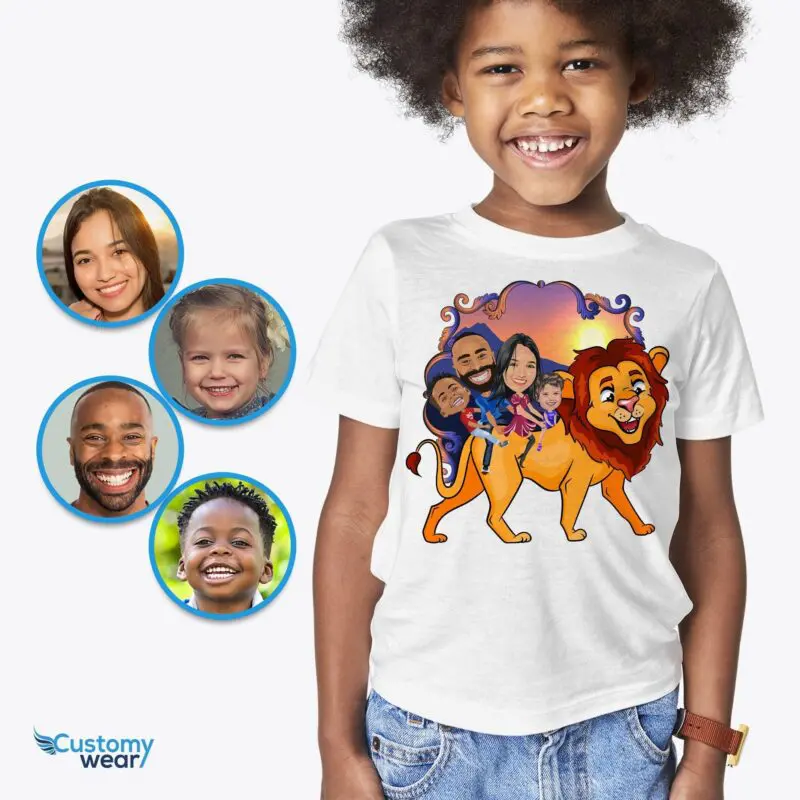 Custom Lion Family Shirts for Youth: Transform Photos into Fun Adventure Tees Axtra - ALL vector shirts - male www.customywear.com