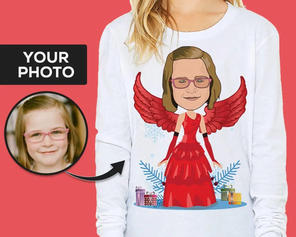 Transform Your Photo into a Custom Santa Princess Angel Tee – Personalized Christmas T-Shirt Adult shirts www.customywear.com