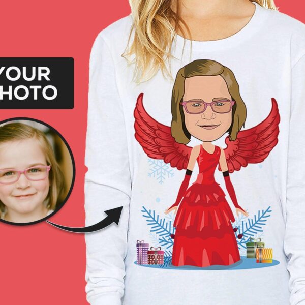 Transform Your Photo into a Custom Santa Princess Angel Tee – Personalized Christmas T-Shirt Adult shirts www.customywear.com