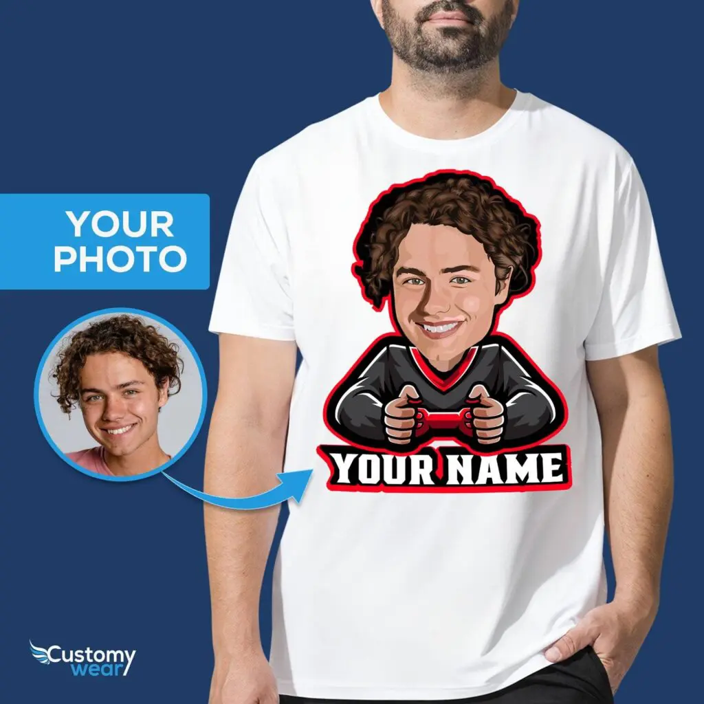 Personalized Gamer Portrait Tee | Custom PC Gamer T-Shirt | Unique Gaming Gift Adult shirts www.customywear.com