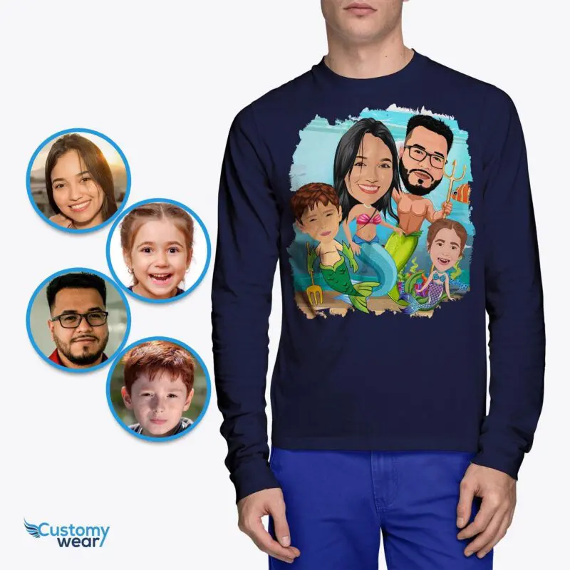 Transform Your Family into Enchanting Mermaids – Custom Mermaid Family Shirt Adult shirts www.customywear.com