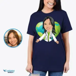 Custom Nurse Shirt – Personalized Nursing Gift with Heart Globe Adult shirts www.customywear.com