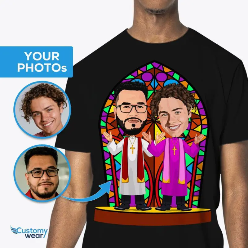 Personalized Priest Church Portrait T-Shirt | Customized Photo Tee Axtra - ALL vector shirts - male www.customywear.com