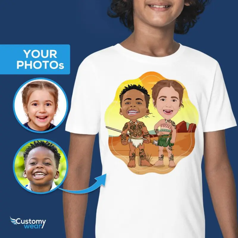 Personalized Caveman Siblings T-Shirt | Custom Ancient Tribe Youth Tee Custom caveman T-shirts www.customywear.com