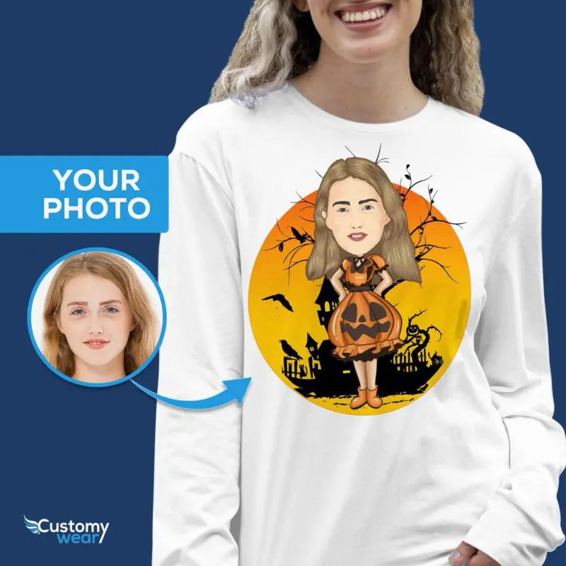 Personalized Pumpkin Halloween T-Shirt for Women | Custom Costume Tee Adult shirts www.customywear.com