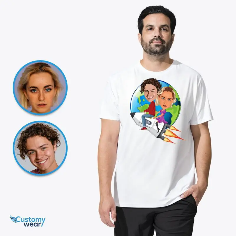 Embark on a Custom Rocket Ride – Personalized Couples’ Adventure to an Alien Planet Adult shirts www.customywear.com