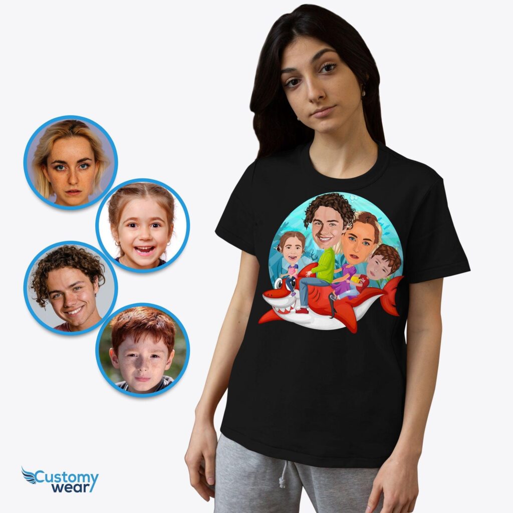 Custom Fun on Waves – Personalized Shark Family T-Shirt Adventure Adult shirts www.customywear.com