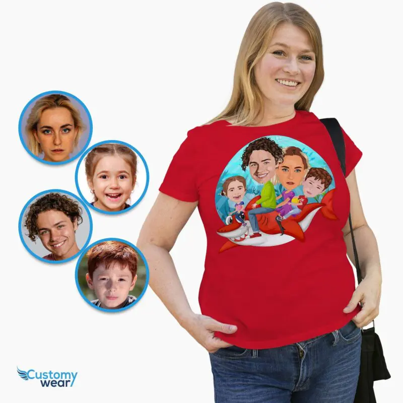 Custom Fun on Waves – Personalized Shark Family T-Shirt Adventure Adult shirts www.customywear.com