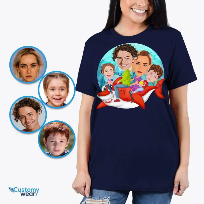 Custom Fun on Waves – Personalized Shark Family T-Shirt Adventure Adult shirts www.customywear.com