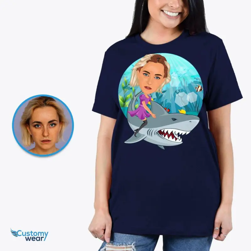 Stylishly Personalized Women’s Shark Tee – Embrace the Waves of Fashion Adult shirts www.customywear.com