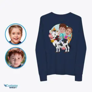 Personalized Siblings Cow Shirt | Ride the Farmyard Fun! Axtra - ALL vector shirts - male www.customywear.com