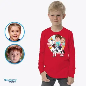 Personalized Siblings Cow Shirt | Ride the Farmyard Fun! Axtra - ALL vector shirts - male www.customywear.com