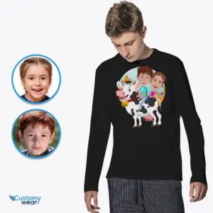 Personalized Siblings Cow Shirt | Ride the Farmyard Fun! Axtra - ALL vector shirts - male www.customywear.com