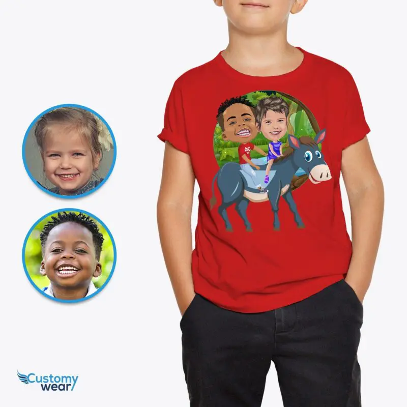 Personalized Siblings Donkey Shirt | Ride into Laughter and Fun! Axtra - ALL vector shirts - male www.customywear.com