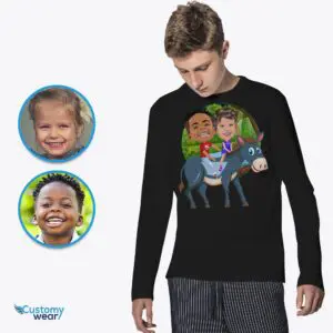 Personalized Siblings Donkey Shirt | Ride into Laughter and Fun! Axtra - ALL vector shirts - male www.customywear.com