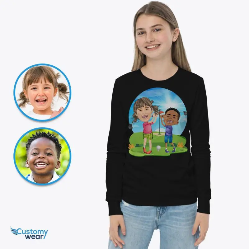 Transform Your Photos into Personalized Golf Tees! Custom Siblings Golf Shirt for Kids, Youth, and Adults ⛳️ Golf Player shirts www.customywear.com