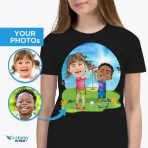 Transform Your Photos into Personalized Golf Tees! Custom Siblings Golf Shirt for Kids, Youth, and Adults ⛳️ Golf Player shirts www.customywear.com